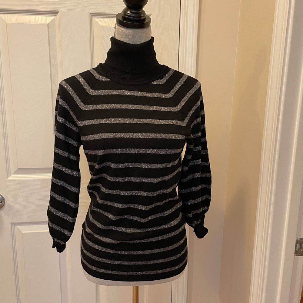 Black sweater with silver stripe
